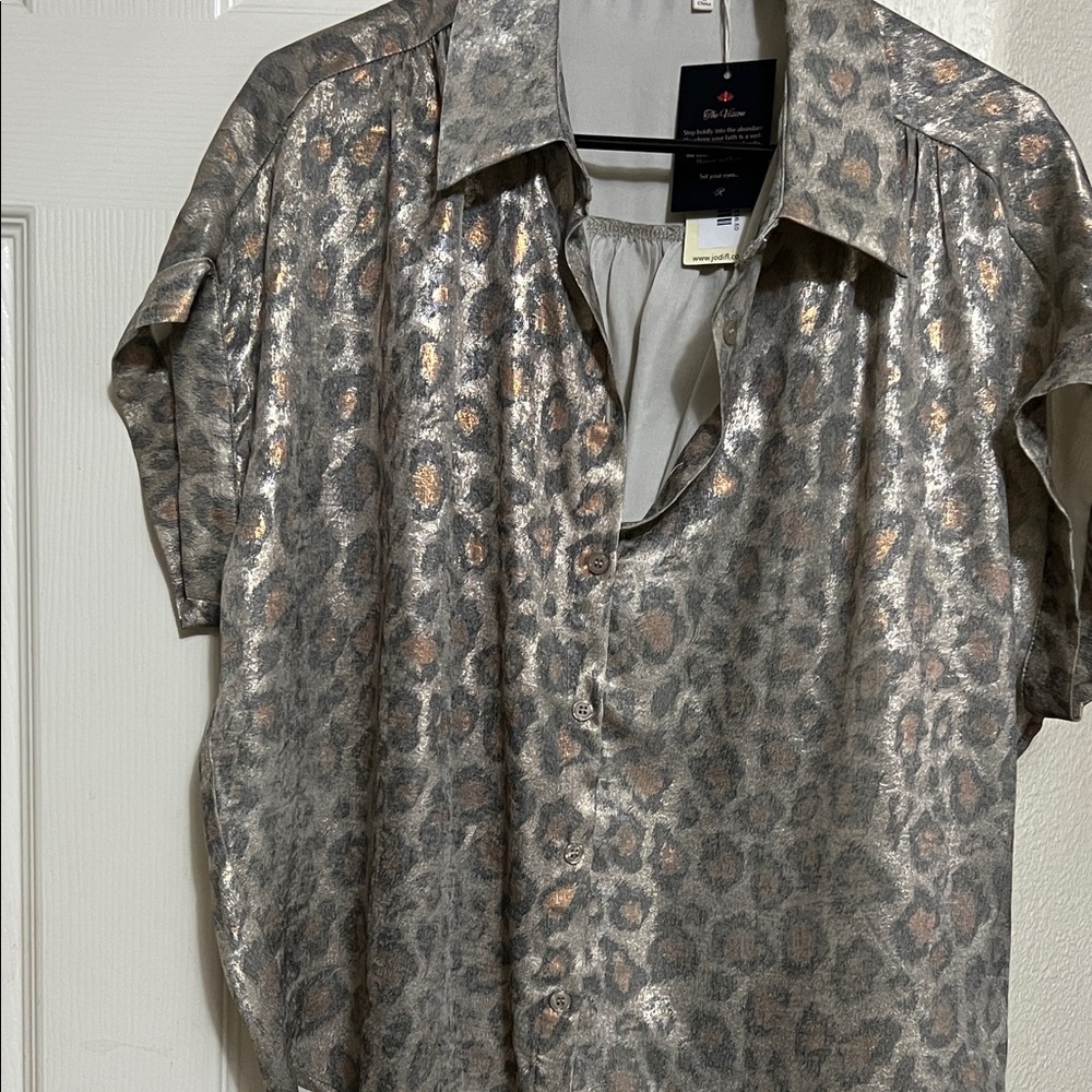JODIFL Metallic Animal Print Blouse